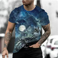 Retro 3D animal print on a men's short-sleeved light grey t-shirt.