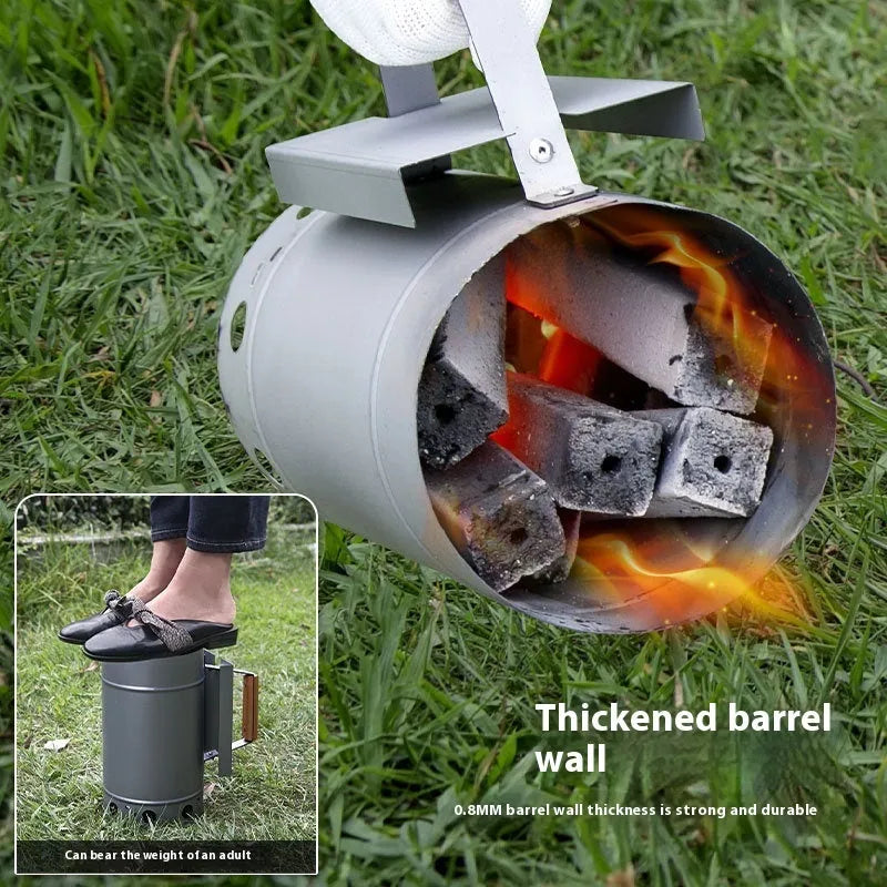 Zinc-iron alloy outdoor charcoal fire igniter with point carbon barrel style.