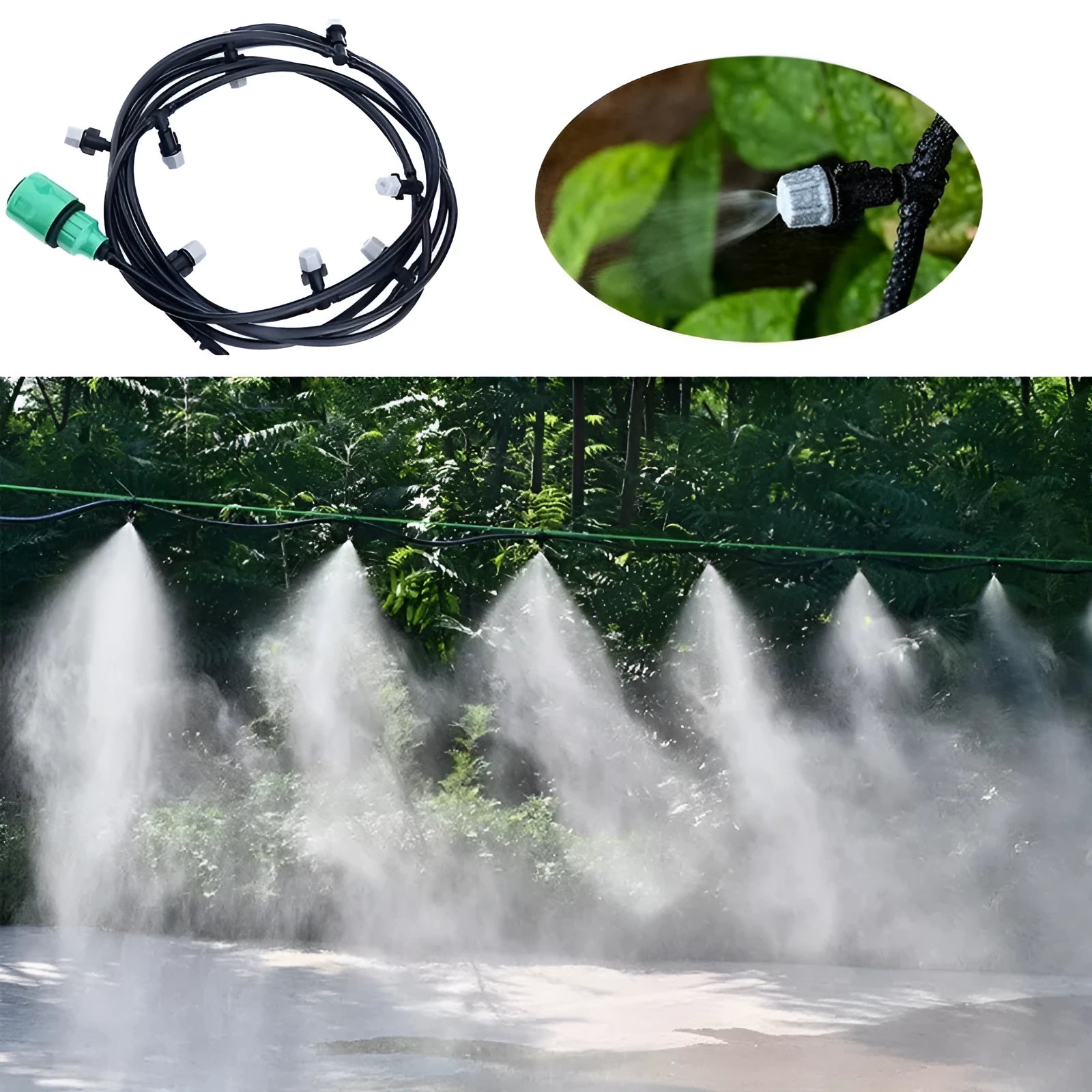 10 metre garden irrigation hose water mist system with 10 micro spray units