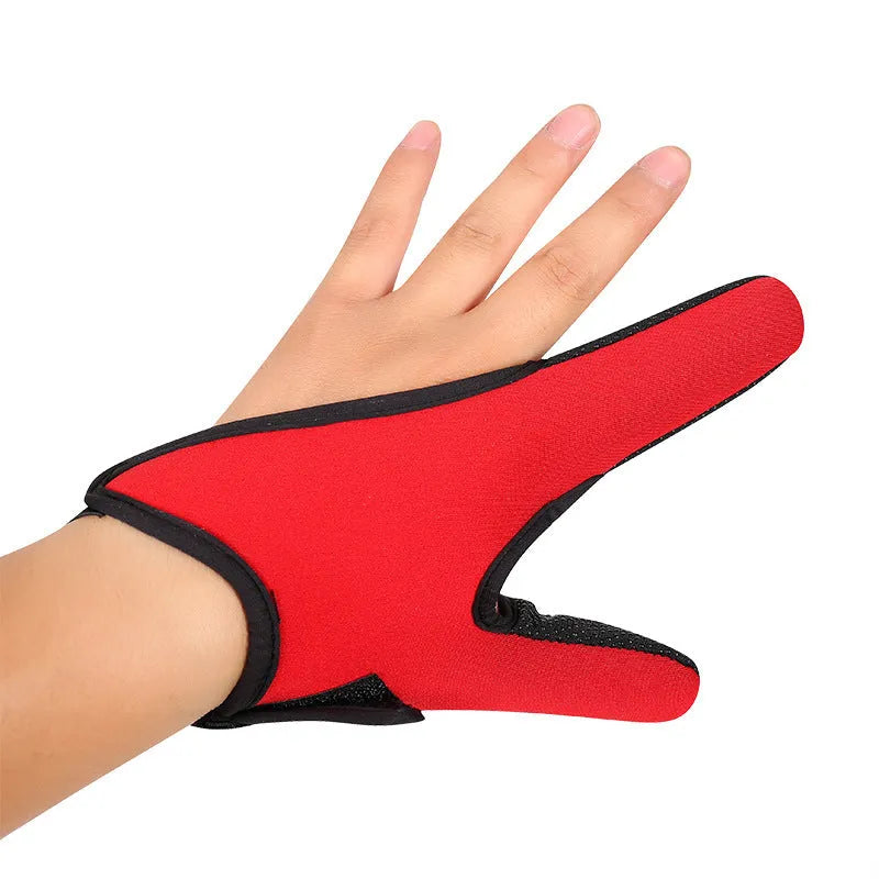 Two finger fishing tackle glove showing diving cloth back and microfiber palm in available colours