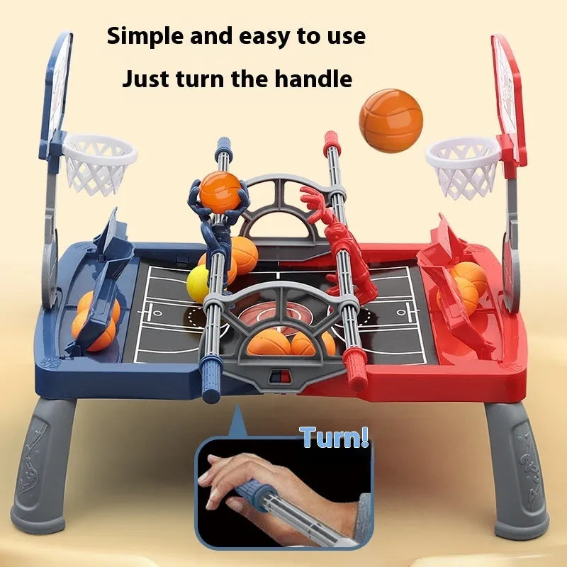 Children's toy double battle hand-cranked basketball shot counter plastic set