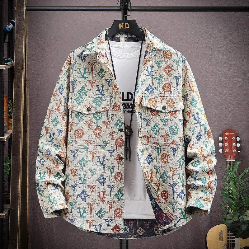 Casual lapel shirt coat in polyester available in black, blue, apricot, red, and violet.