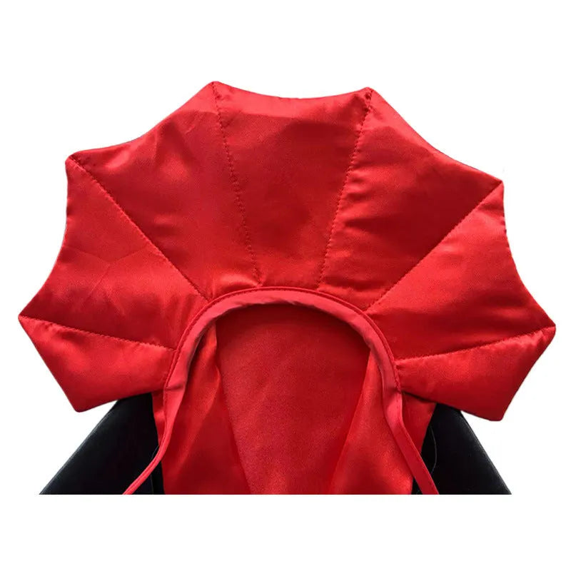Halloween pet devil costume with bat cloak and pointed hat in red or purple colour options