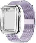 Magnetic metal and TPU Apple Watch band in multiple colours on a watch case.