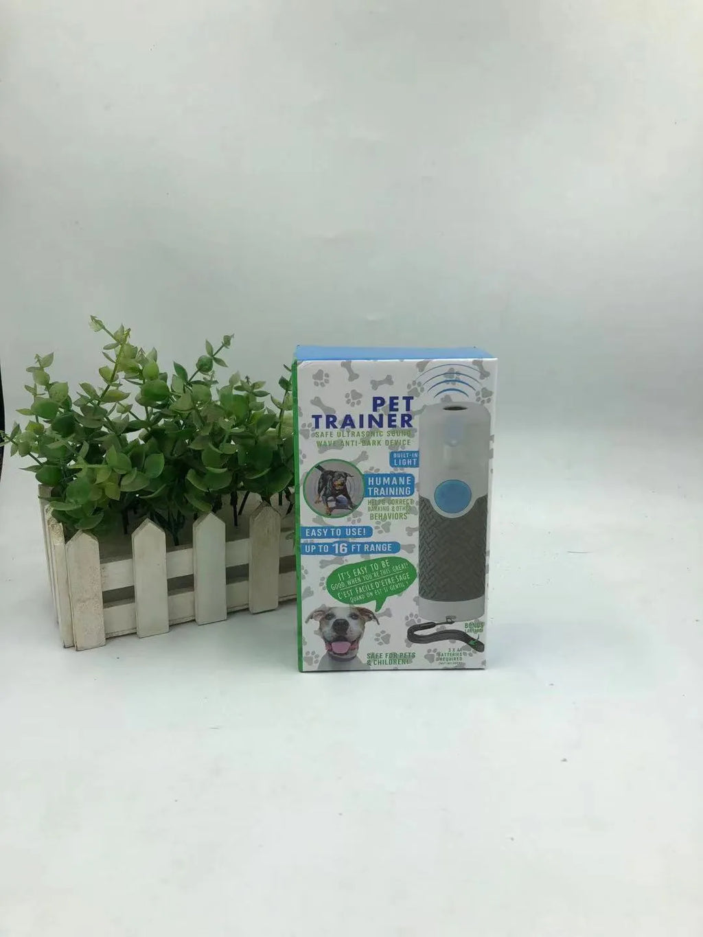 White ABS plastic ultrasonic handheld dog bark stop training device