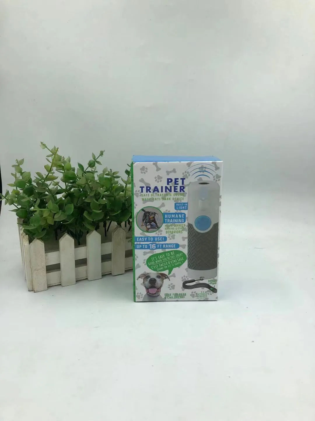 White ABS plastic ultrasonic handheld dog bark stop training device