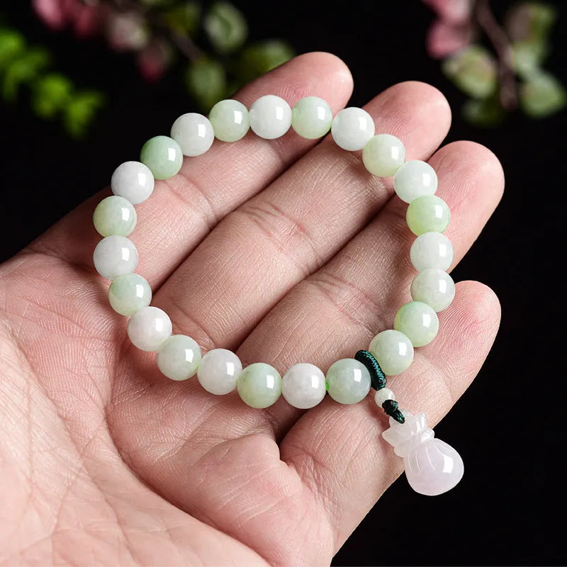 8mm ice jade flower bracelet with national style design for men and women