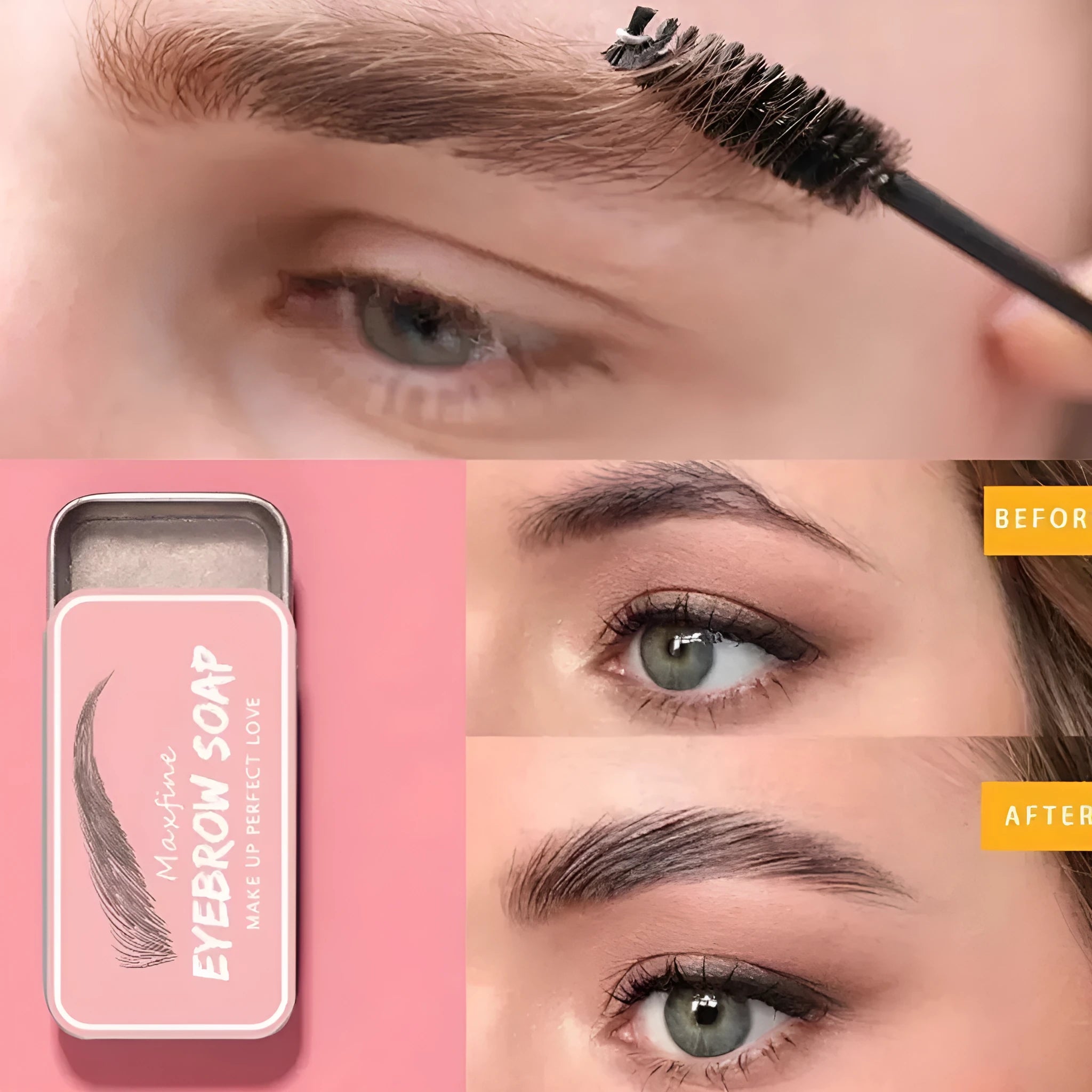 Eyebrow cream kit showing 10g dye ointment and an eyebrow brush for natural brow definition.