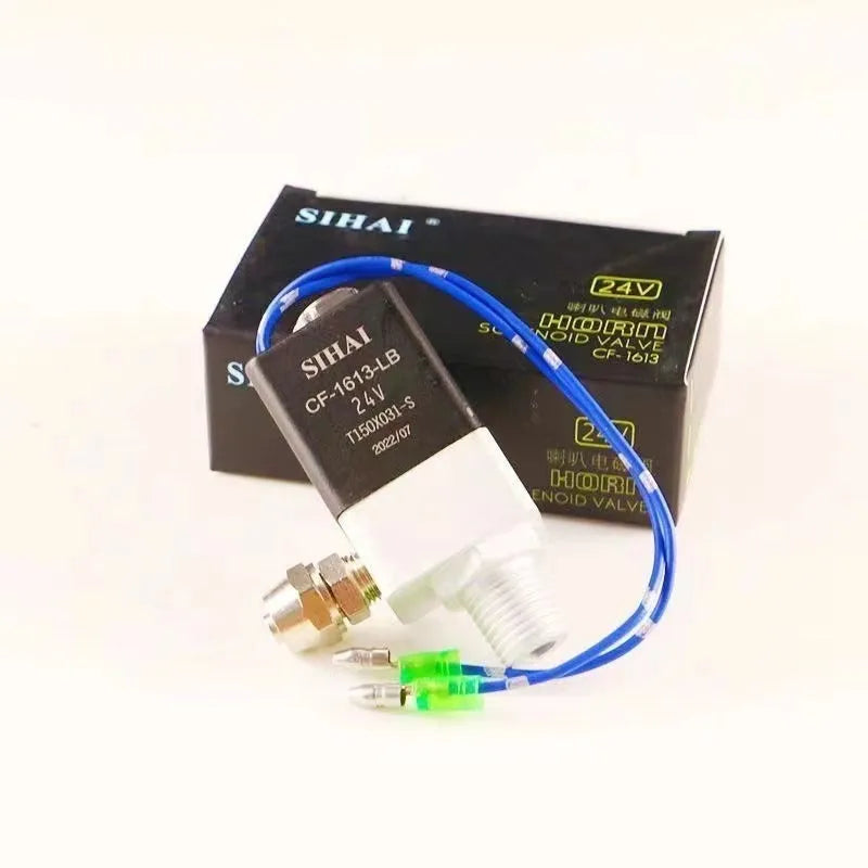Black dual trumpet 300dB air horn kit for 12V and 24V vehicle installation