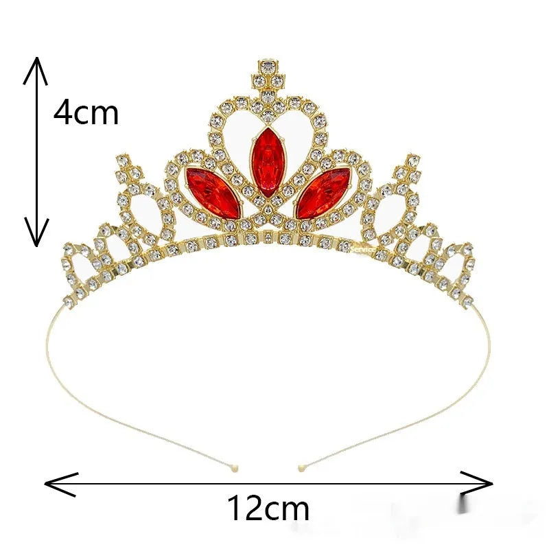 Alloy princess crown headdress with electroplated finish in gold tone with diamond colour effects