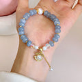 Handmade natural aquamarine pearl shell bracelet for women with manual crafting