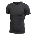 Men's solid colour stretch quick-dry short-sleeved fitness shirt in polyester fabric