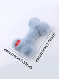 Bone-shaped plush dog toy with hearts and 'Love' text, containing squeaker for interactive pet play