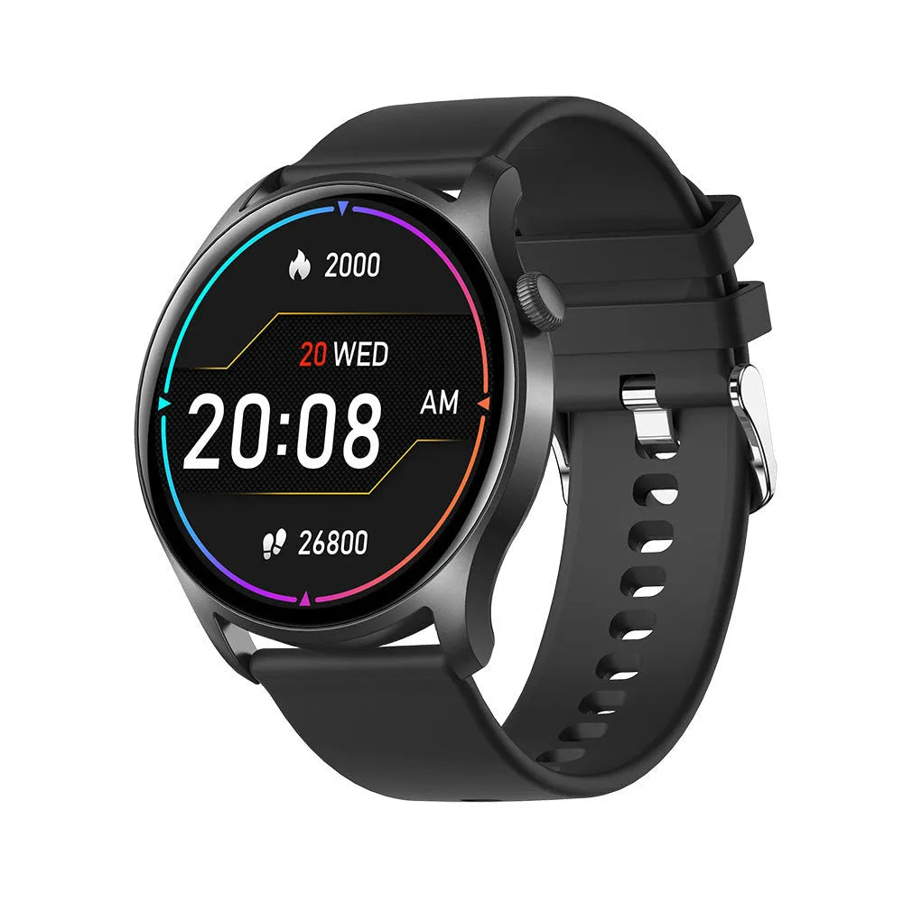 Smart watch with heart rate and blood pressure measurement functions on silicone wristband