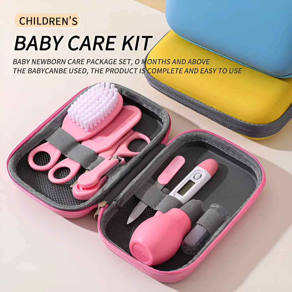 Baby nail cutting pliers 8-piece set in blue with EVA bag and soft head clipper