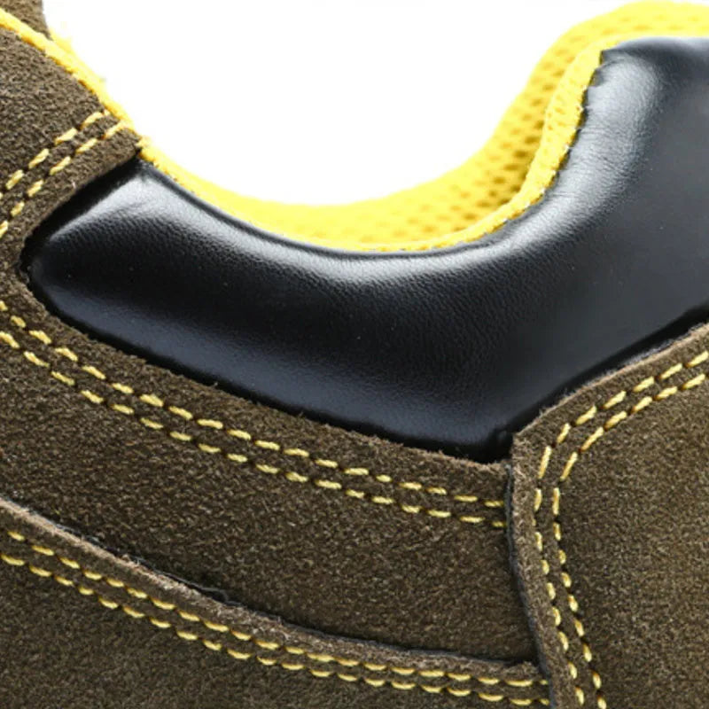 Bronze cow suede steel toe safety shoes with anti-skid rubber sole for industrial work