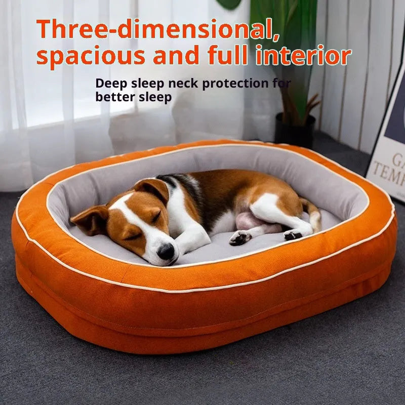 Four Seasons Universal oval removable dog bed in green cloth, size L 120x75cm