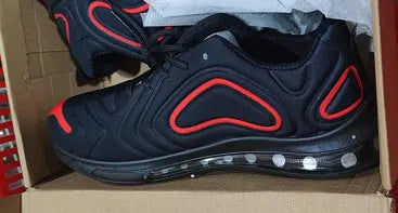 Men's black casual running shoes with lace-up front and round toe design