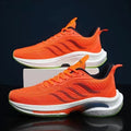 Breathable low-top casual sports shoes with cloth lining in black, orange, and white blue
