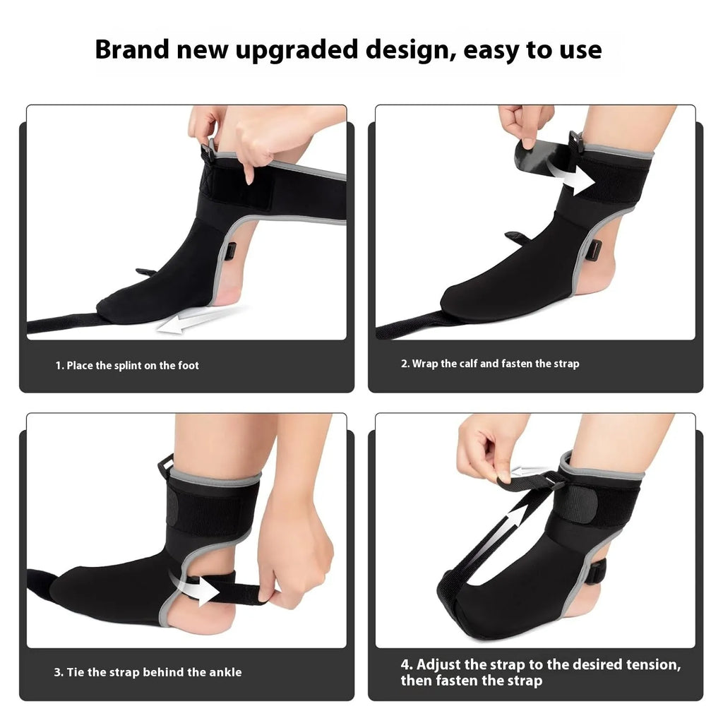 Adjustable neoprene foot drooping stretch strap night splint in black and grey for unisex use