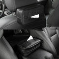 Black PU leather hanging storage box with hook for car or home organisation