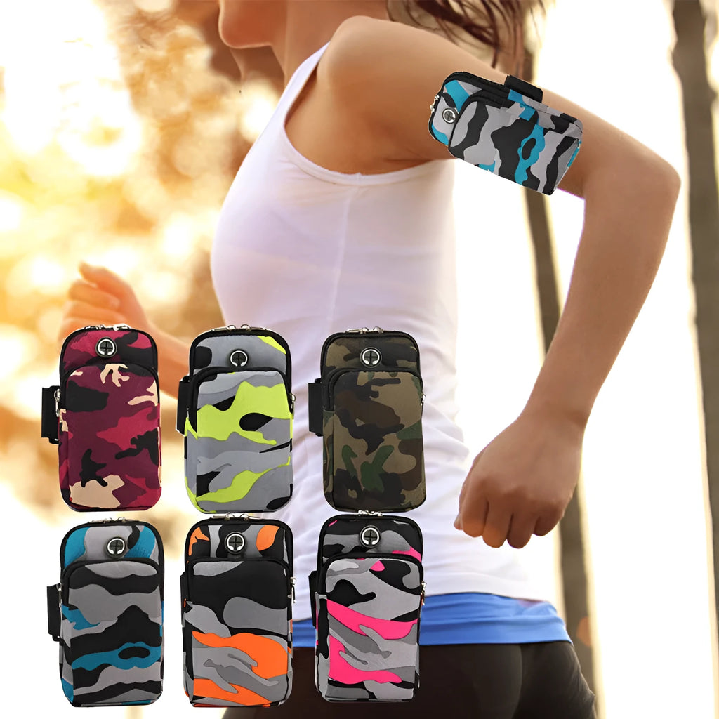 Camouflage water-repellent diving cloth wrist bag for running, 9.5x16.5cm, unisex adult