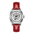 Mechanical wristwatch with luminous hands on leather strap in choice of colours