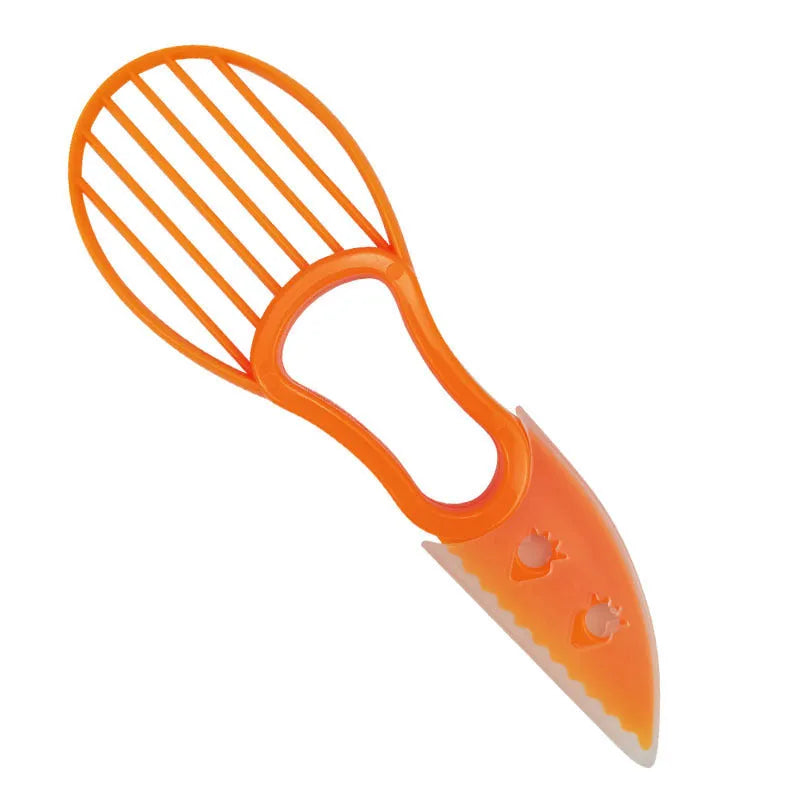 Multifunctional avocado knife in green and orange colours made of polypropylene