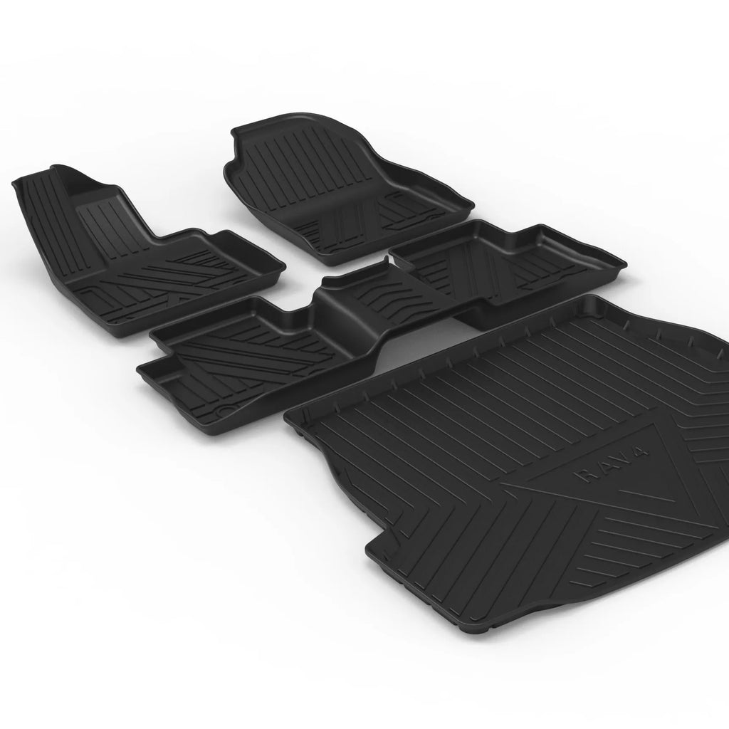Black carbon fibre pattern TPE car trunk protector mat for vehicle boot floor.