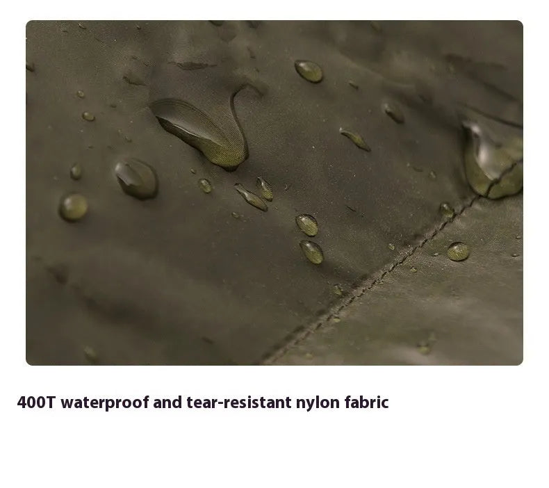 Ultralight mummy-style sleeping bag with down fill, shown in army green colour.