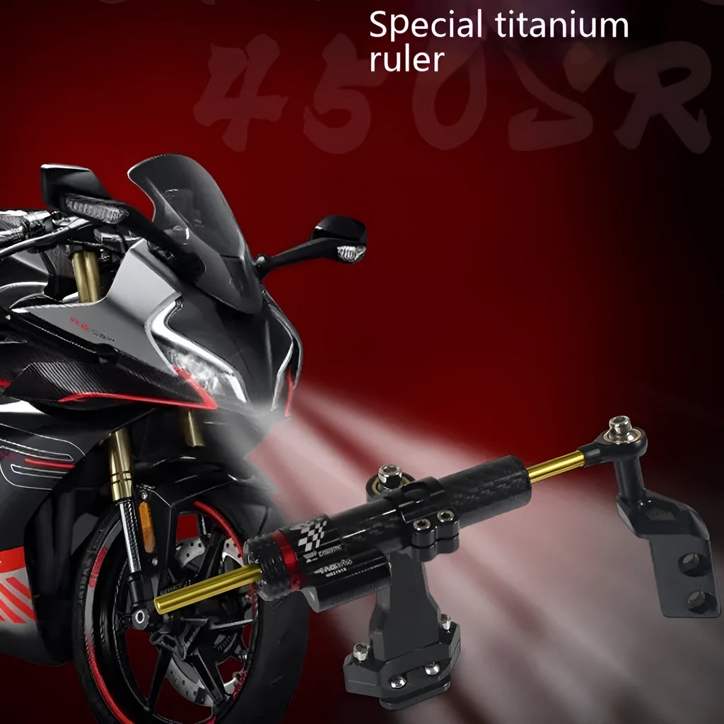 Titanium directional damper bracket with carbon fibre finish for Kawasaki motorcycle