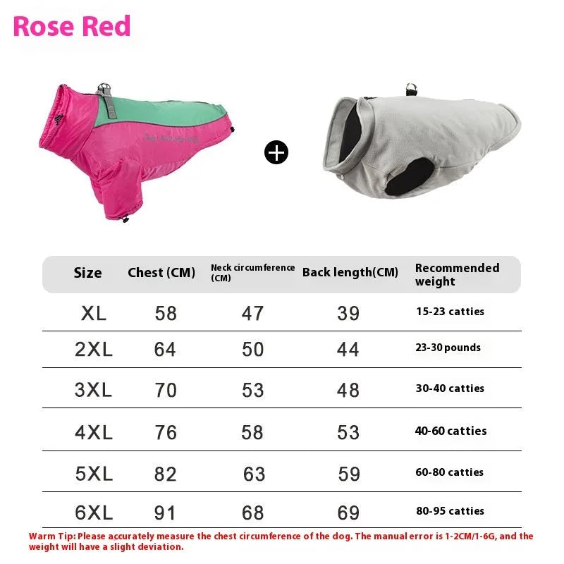 Polar fleece dog jacket with detachable liner in colour options like Black Red and Blue Orange
