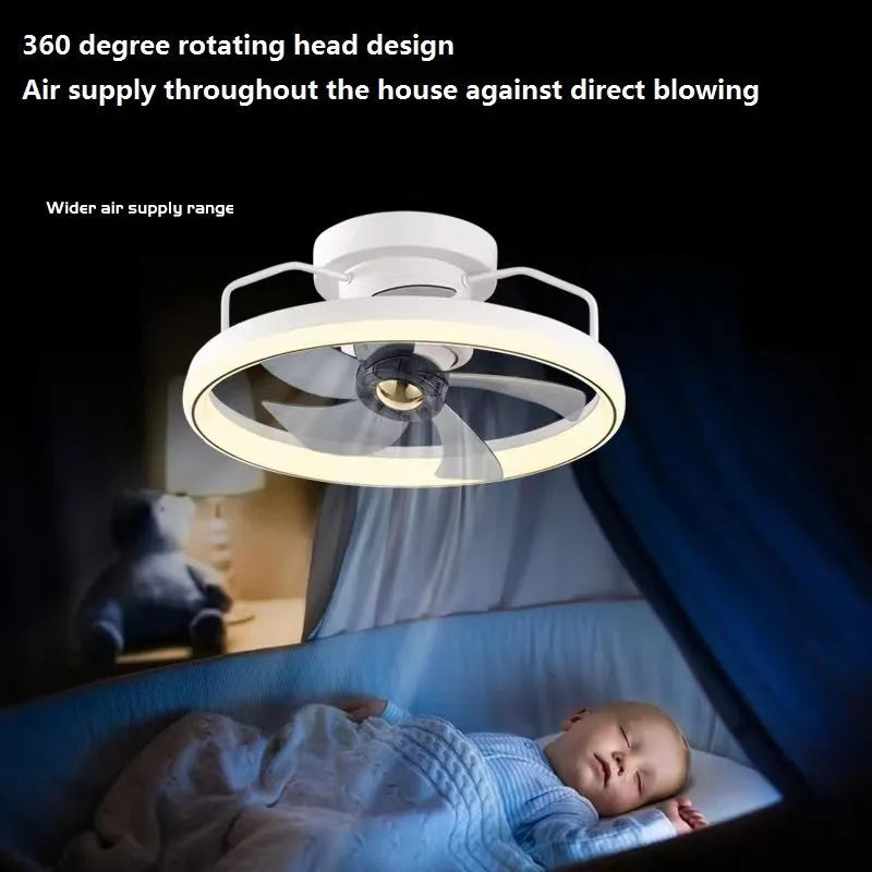Modern simple design ceiling fan with light showing PC blades and acrylic lampshade in a chosen colour