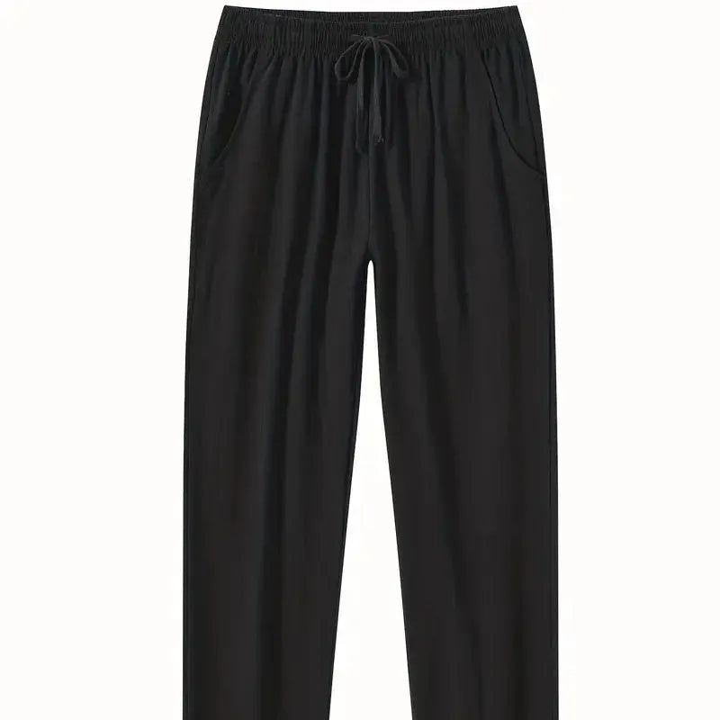 Men's cotton and linen loose casual beach trousers in solid colours