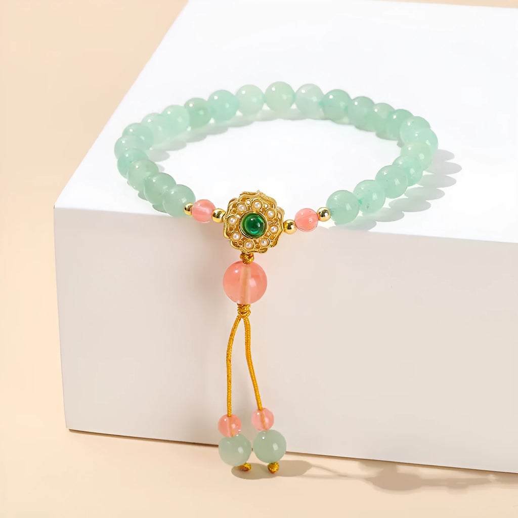 Handmade green crystal jade bracelet in New Chinese style for women.