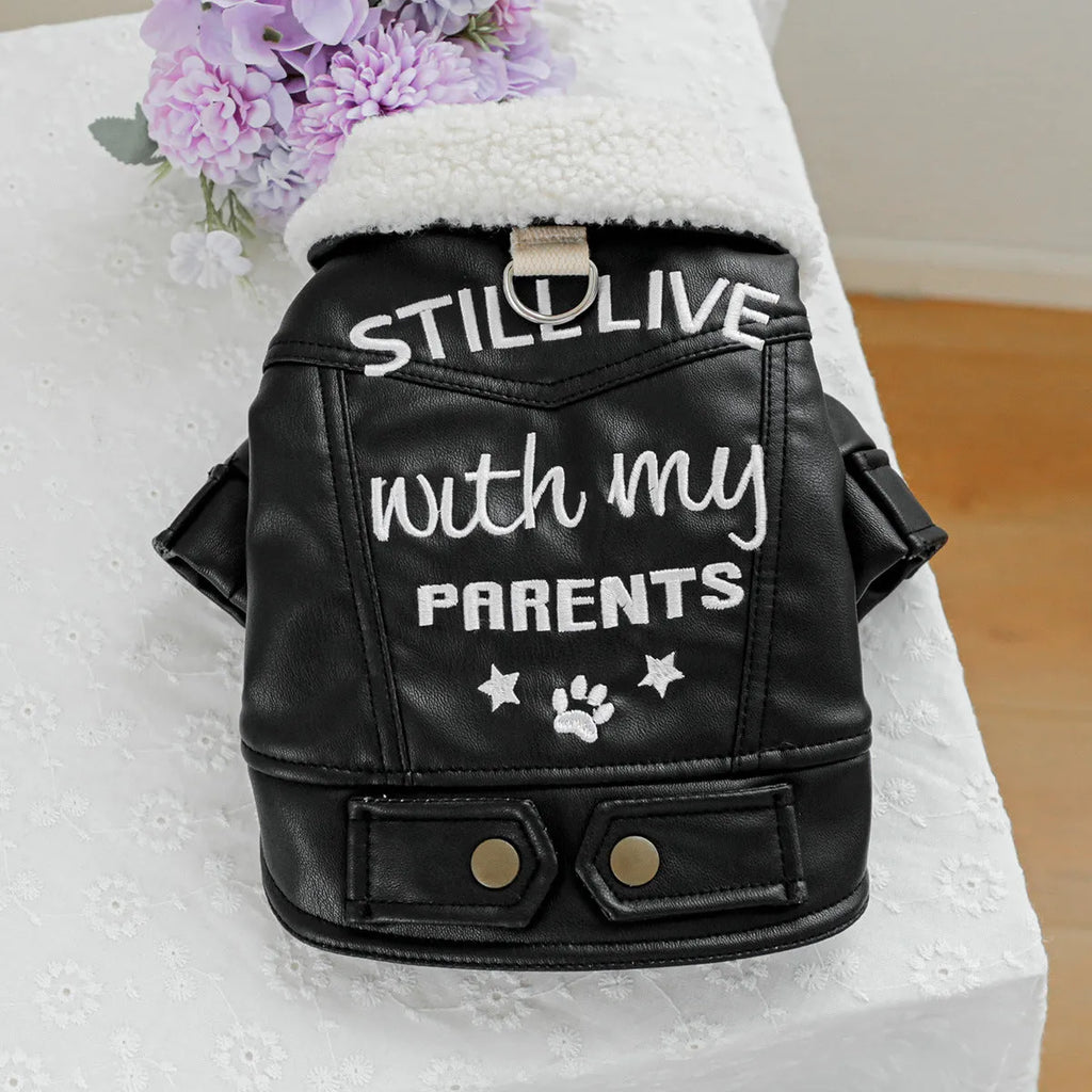 Large fur coat style fleece lined padded dog jacket for winter warmth in beige colour.