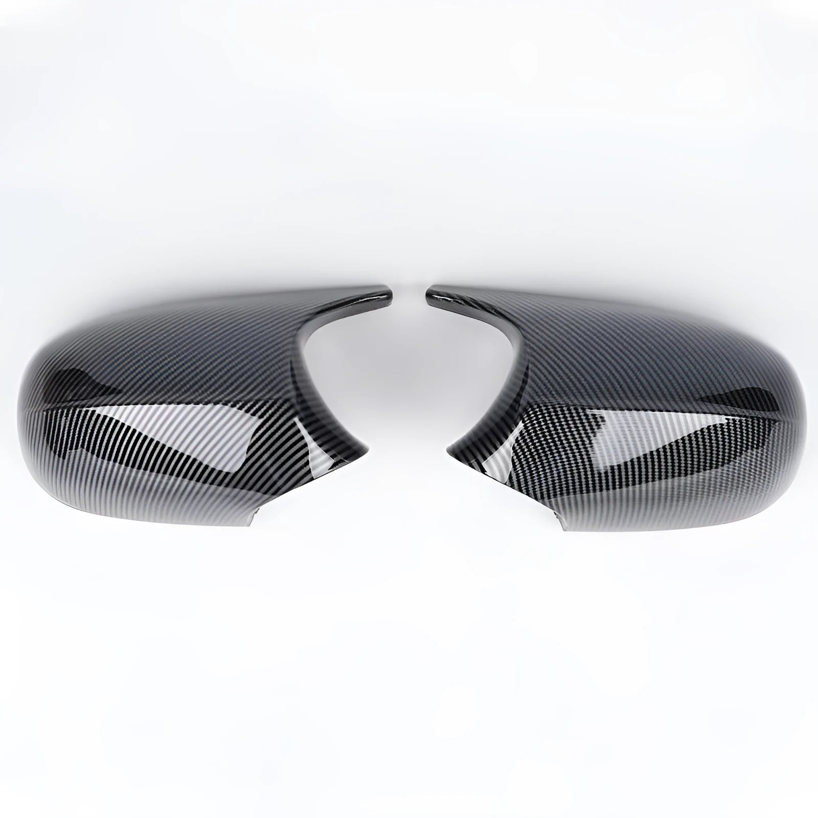 Pair of black ABS plastic rearview mirror housings for BMW 3 Series E90.