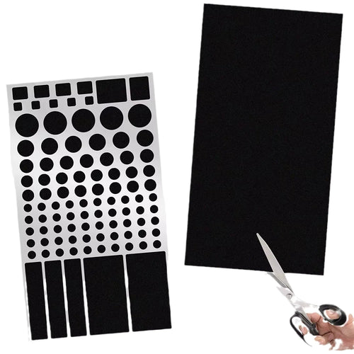 Pack of opaque black adhesive stickers for covering LED lights on air conditioning units and appliances.