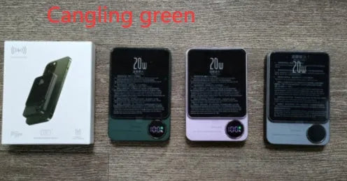 Magsafe magnetic wireless power bank for iPhone 14 in aluminium housing with capacity options