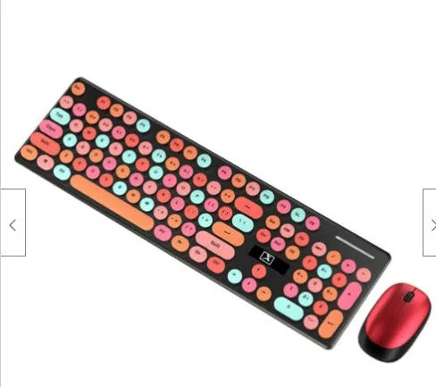 Xinmeng N620 Vibrant Yellow Mixed Colour wireless keyboard and mouse set on a desk