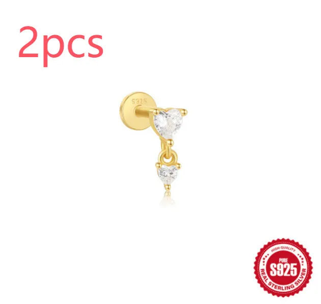 S925 sterling silver tassel ear studs with gold electroplating in six colour variations