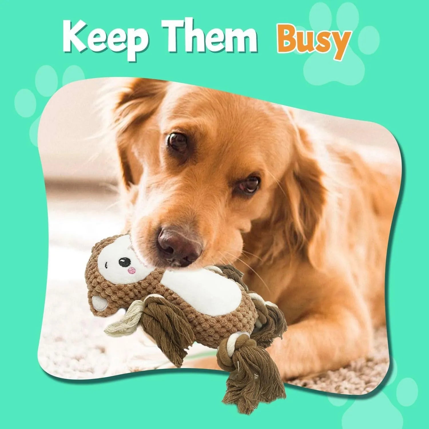Lion and monkey plush squeaky dog toys bundle for medium to large dogs