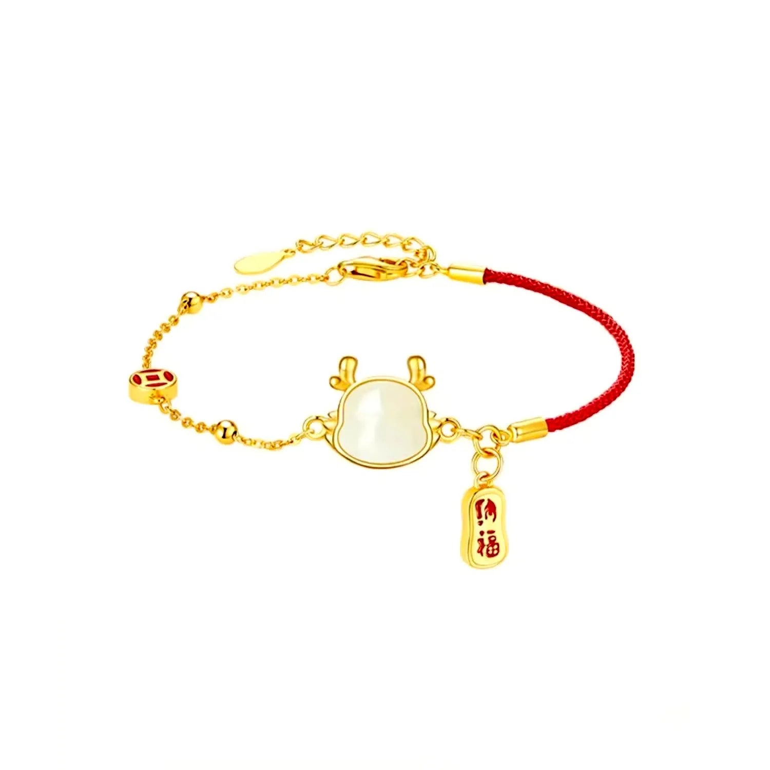 Silver and jade dragon zodiac bracelet with Chinese style design for women