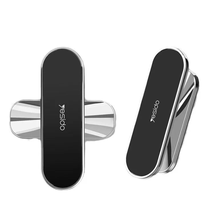 Black and gray 360 degree rotary magnetic car phone holder with zinc alloy bracket and adhesive pad