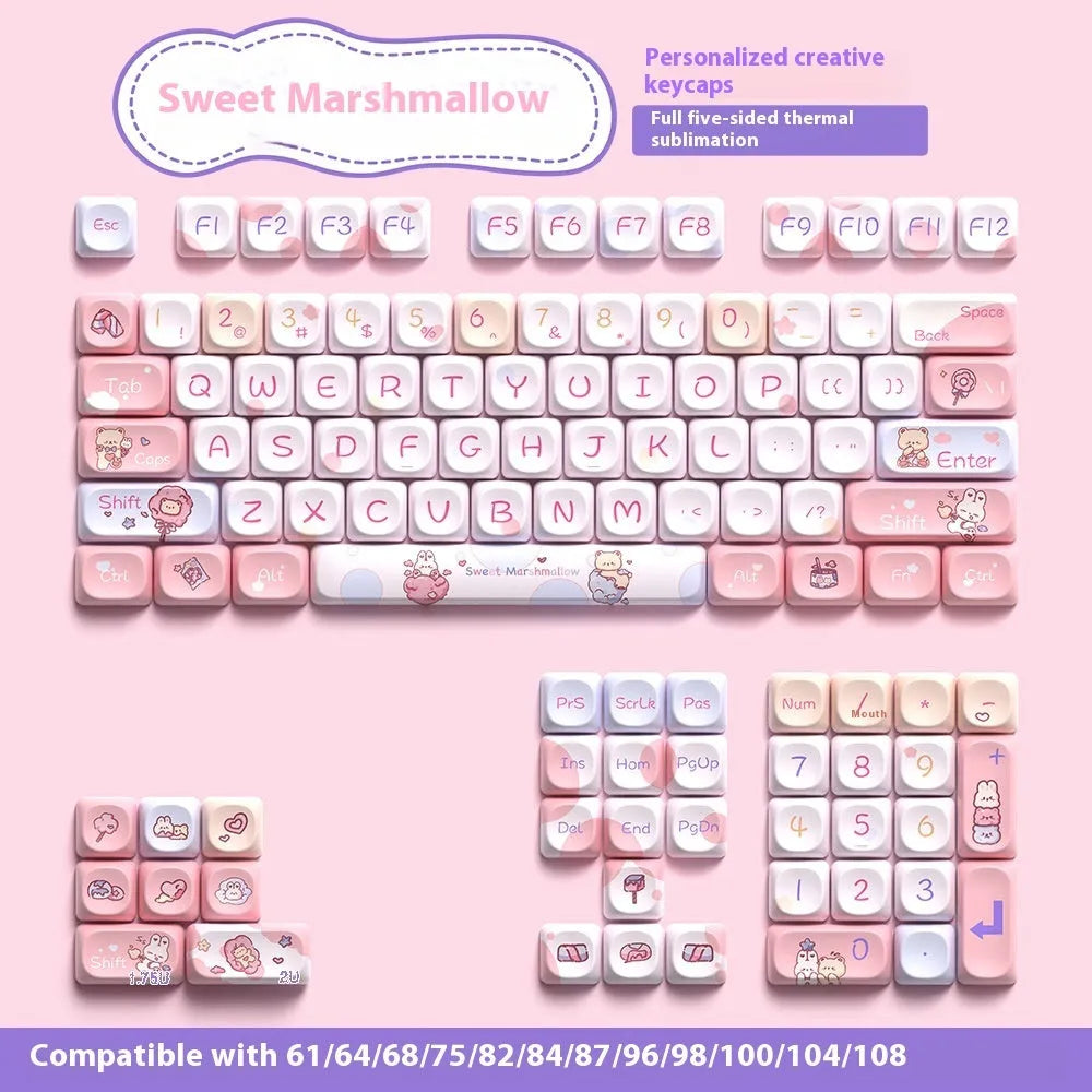 Sweet Cotton Candy coloured mechanical keyboard keycap set showing 112-key and 120-key options.
