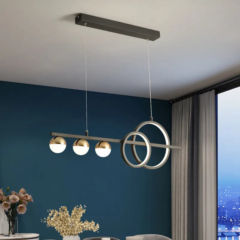 Modern rectangular Nordic style ceiling light in black or gold, featuring remote control dimming.