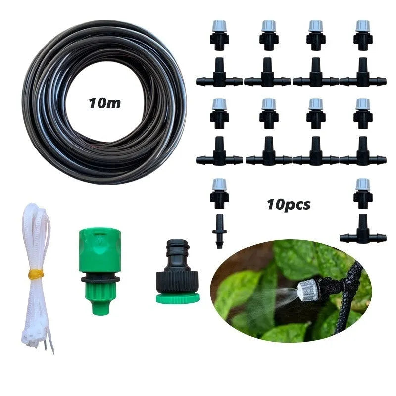 10 metre garden irrigation hose water mist system with 10 micro spray units