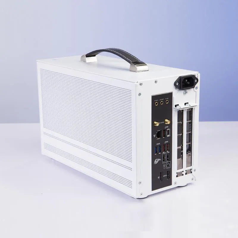 Hummingbird PRO Mini-ITX desktop computer case in titanium grey and white finish options.