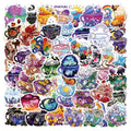 Colourful tea cup design waterproof stickers in Nordic style, set of 50 pieces for luggage and scooter decoration.
