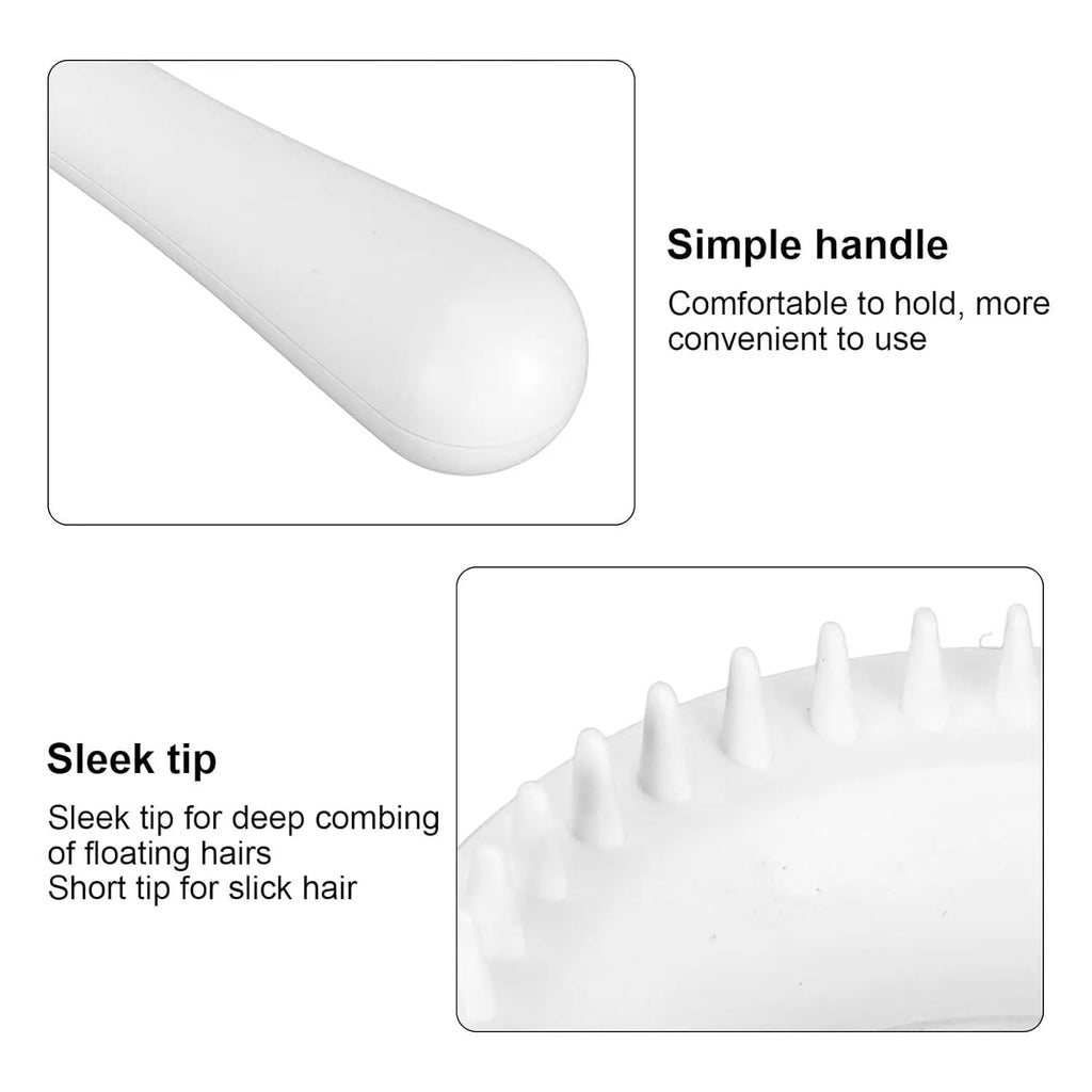 Blue and white double-sided pet grooming brush with comfortable handle for cats and dogs.